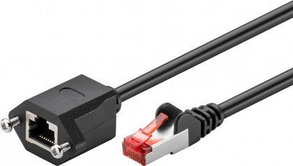 CAT6 forlængerkabel - F/UTP, for montage, Sort (2m)