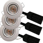 3-Pak - Pro indbygningsspot m. dæmpbar 4W LED pære -Mat hvid