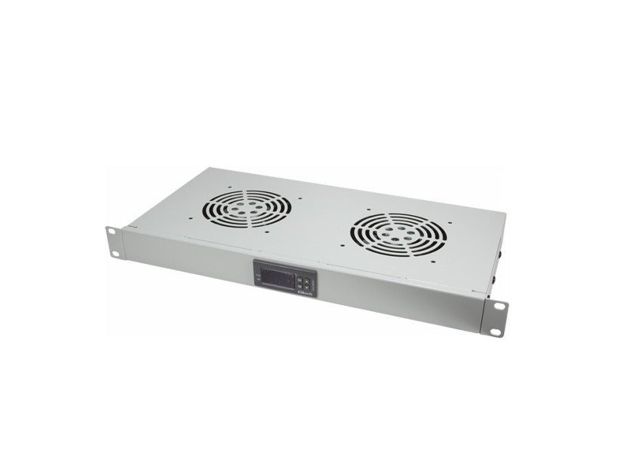 19" Rackkøler med 2 blæsere & termostat, Grå