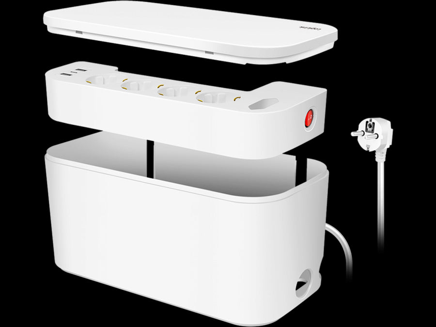 Kabelskjuler boks inkl. stikdåse - 285 x 145 x 130mm, Hvid