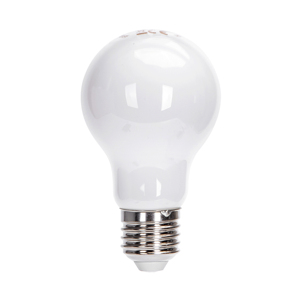 6W E27 LED pære - 2700K, kultrådspære, matteret glas - Energibesparende LED pære med stor fatning, 700lm, RA80, 3 års garanti