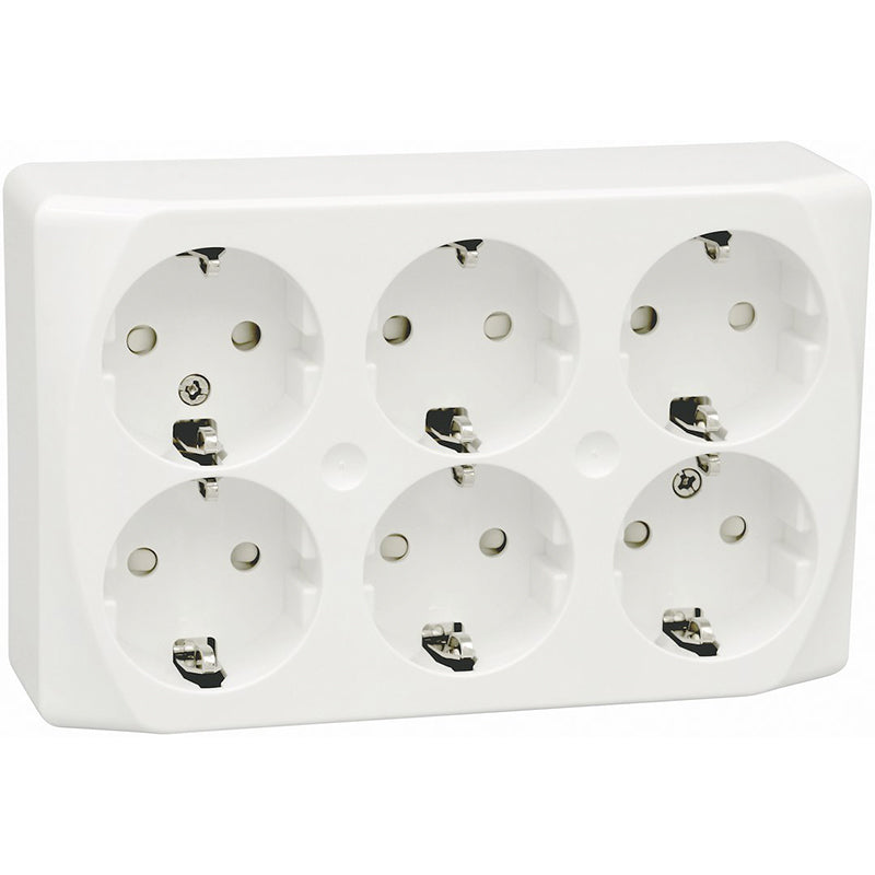 Vægudtag Nova, Hvid, 6-vejs jordet