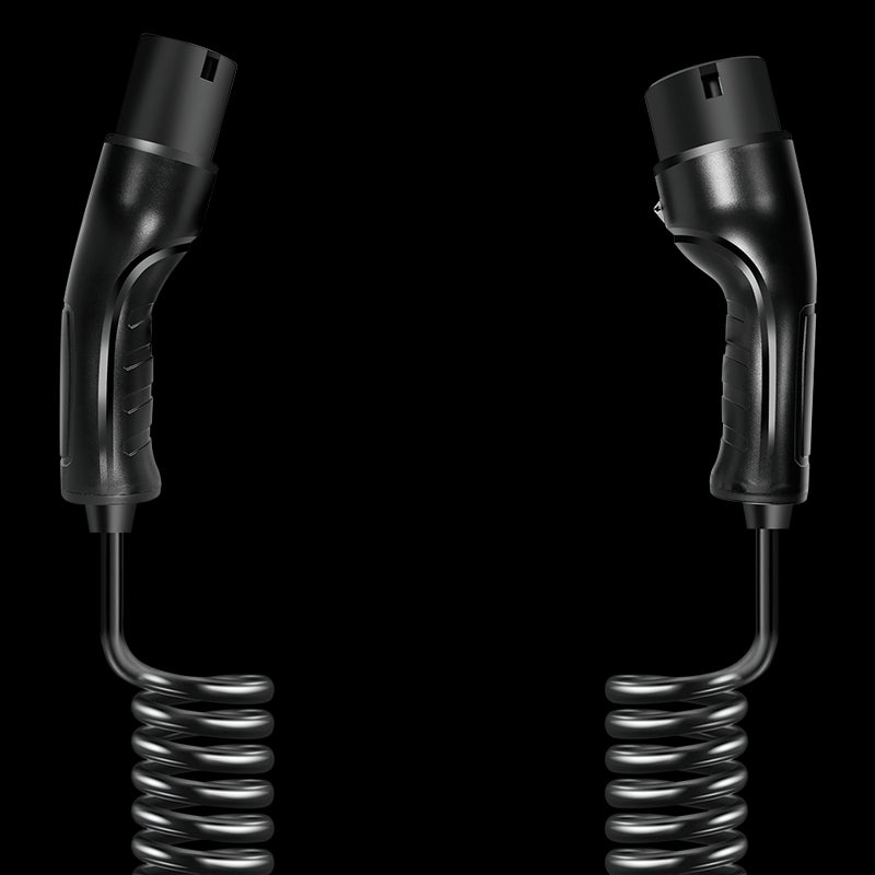 Spiral ladekabel til elbil - 22kW, 32A, 3-faset, type 2 (5m)