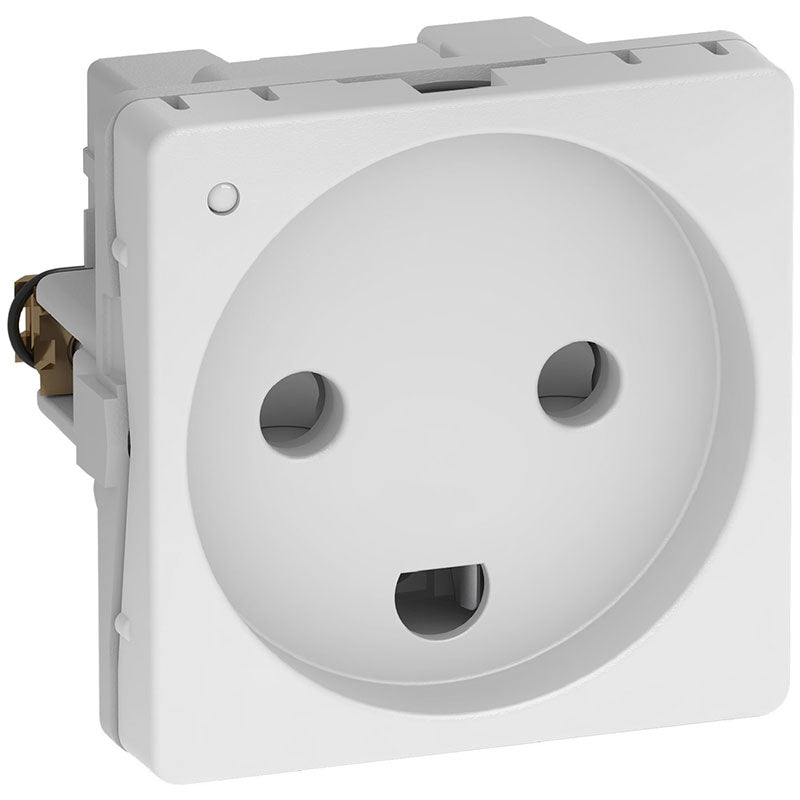 Fuga stikkontakt m. jord og LED lampe 1 modul - hvid