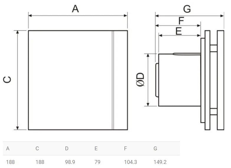 Ventilator Silent 100 CRZ Design med timer