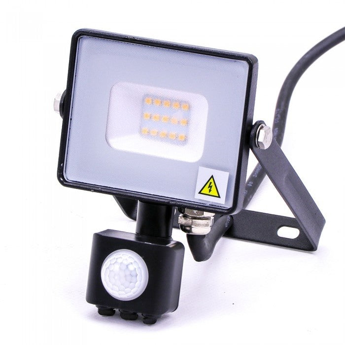 10W LED slim projektør m. sensor 3000K sort
