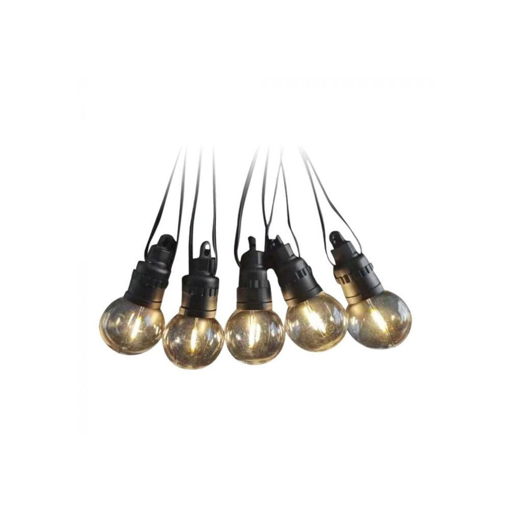 V-Tac Solcelle lyskæde med 10 stk. 0.5W pærer - 12 meter, fjernbetjening, IP44, inkl. lyskilde, 300lm