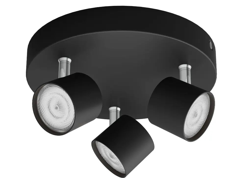 STAR plate/spiral black 3x4.5W SELV Dim