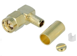 SMA han til RG58 kabel, Ø5mm, 90° (krimptype)