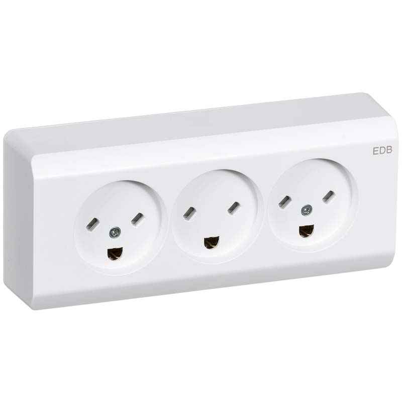 Opus 66 stikkontakt tripel udvendig EDB hvid