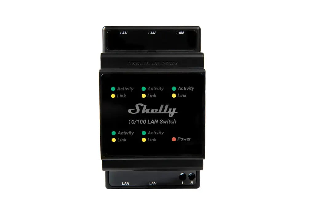 Shelly LAN Switch - DIN-skinne switch 5xRJ45 porte
