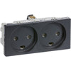 Stikkontakt 2 modul 2 tænd. 2-pol m. jord koksgrå