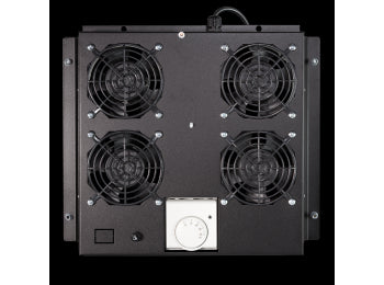 Serverkøler til gulv-rackskab - 4 blæsere m. termostat, Sort