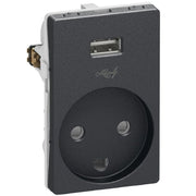 FUGA Stikkontakt med USB-lader og Jord Koksgrå