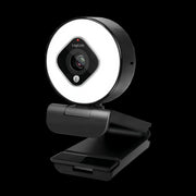 USB 2.0 Webcam m. ringlys - HD 1920x1080, Sort
