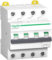 Acti9 iC60 kombiafbryder 4P, 16A, 415V, 30mA, 6kA,klasse A, B-karakteristik. Bredde 72 mm.