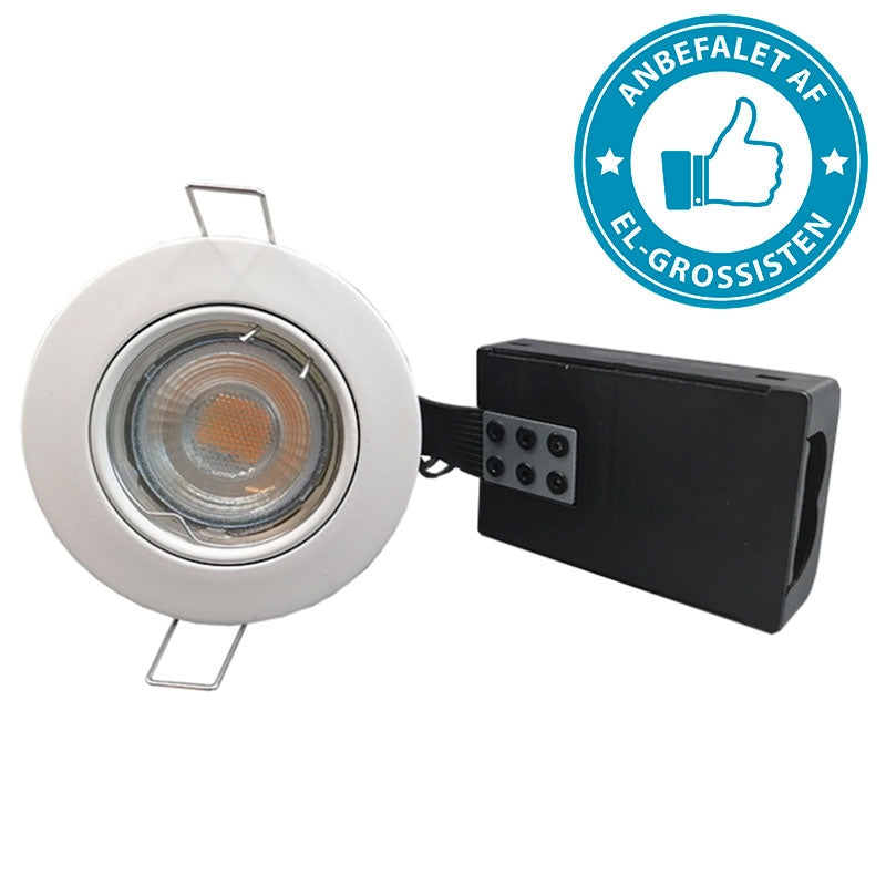 Pro indbygningsspot m. 3-Trins dæmpbar LED pære 3000K - Mat hvid
