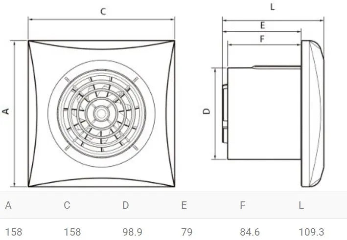 Ventilator Silent 100CZ m. kontraspjæld, aut. lukke og kugleleje