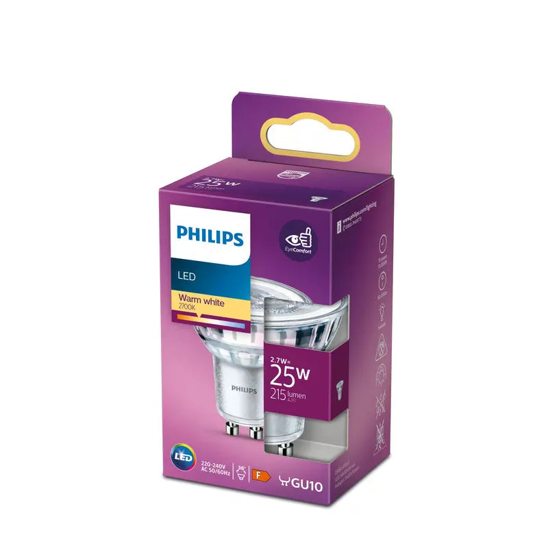 Philips LED 2,7W (25W) GU10 2700K 215lm
