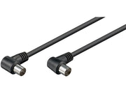 Antennekabel - 90° COAX han/hun, 3C-2V CCS, Sort (1,5m)