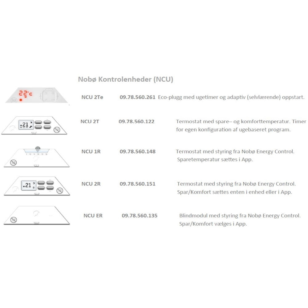 Nobø varmeliste 1000W 230V uden termostat