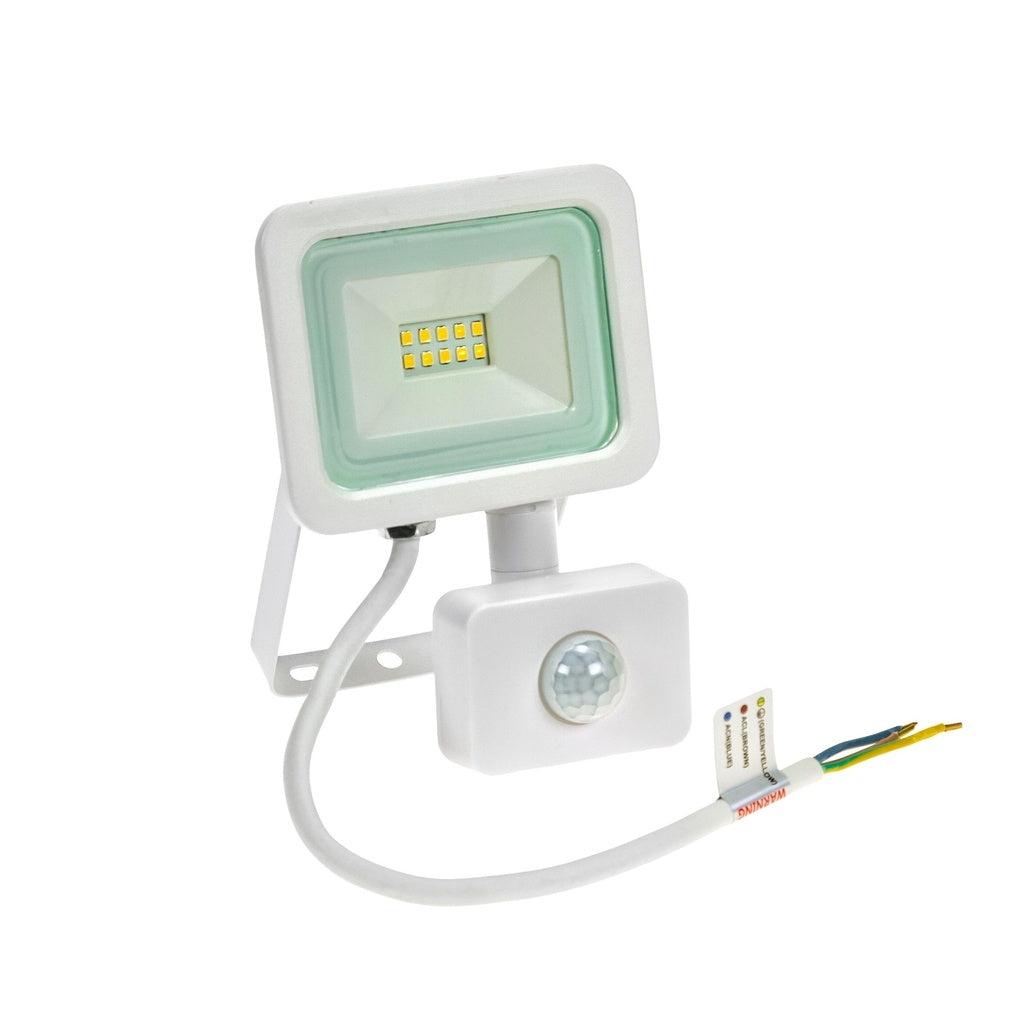 10W LED projektør m. sensor 6000K 830 Lumen
