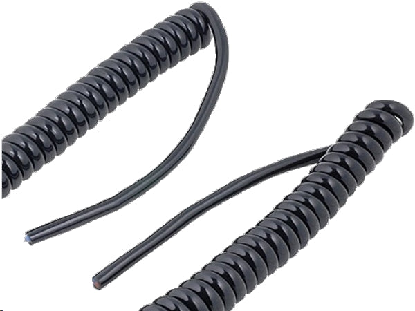 Spiralkabel - 2 x 1mm², PUR, Sort (1-4m)