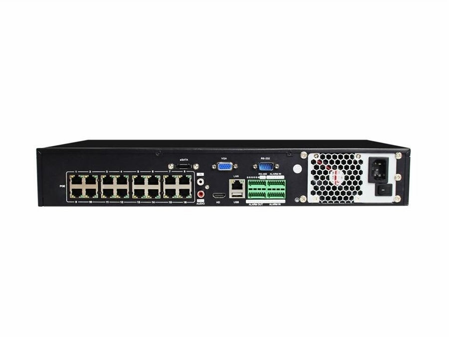 HD NVR netværksvideooptager - 16xIP kam., 16xPoE, 4K 5MP