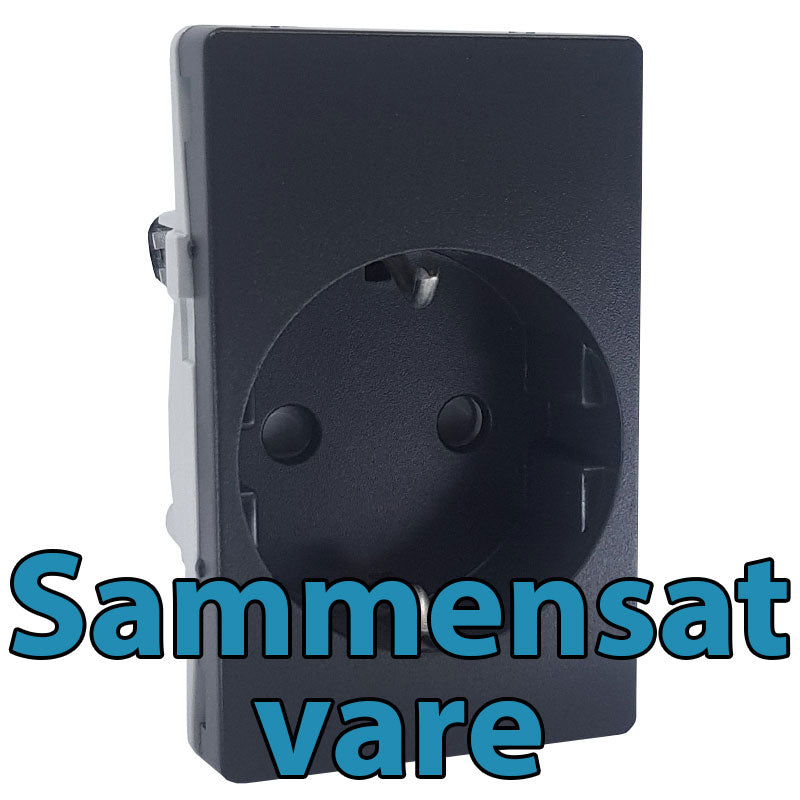 LK Fuga stikkontakt med sidejord 1½m - koksgrå