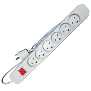 EDB stikdåse 6-vejs m. jord og afbryder 5m grå