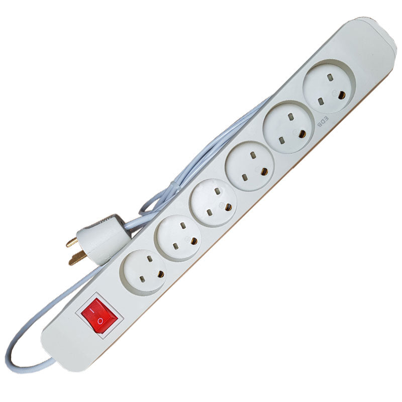 EDB stikdåse 6-vejs m. jord og afbryder 5m grå