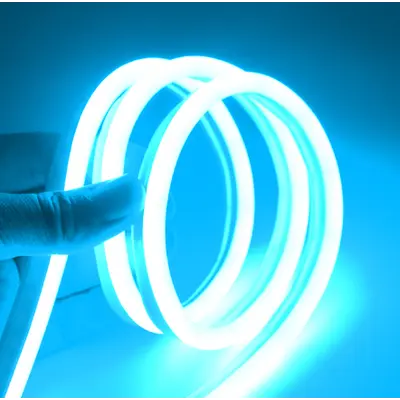 Lyseblå Neon Flex LED-stripe - 5m, 8W/m, vandtæt, 12V