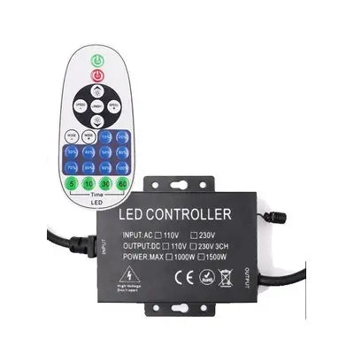 RF trådløs timer+dæmper med fjernbetjening - Inkl. endeprop, til 230V 8x16 Neonflex
