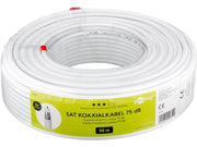COAX antennekabel  75ohm, Ø5mm 2 skærme CCS, Hvid (50m)