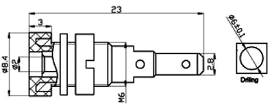 2mm Bananbøsning 10A, 23mm, Blå