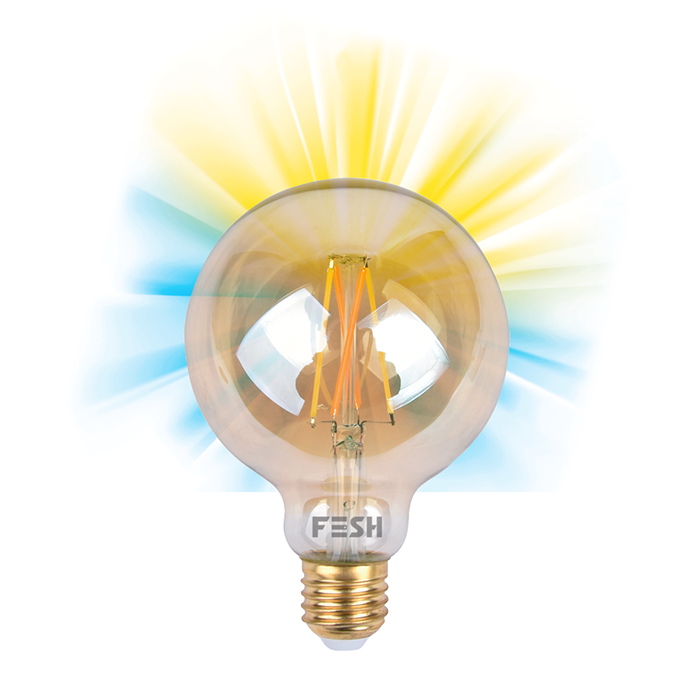 FESH SMART HOME LED Globe Ø125, kold/varm DEKO E27 5,5W amber
