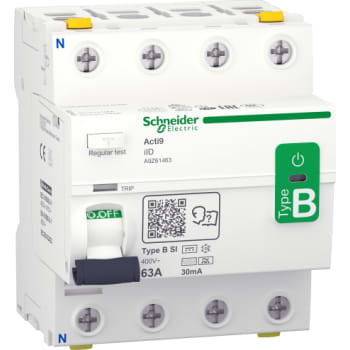Acti9 RCCB HPFI afbryder 4P 63A 30mA klasse B-SI AC/DC til installationer med 3faset frekvensomforme