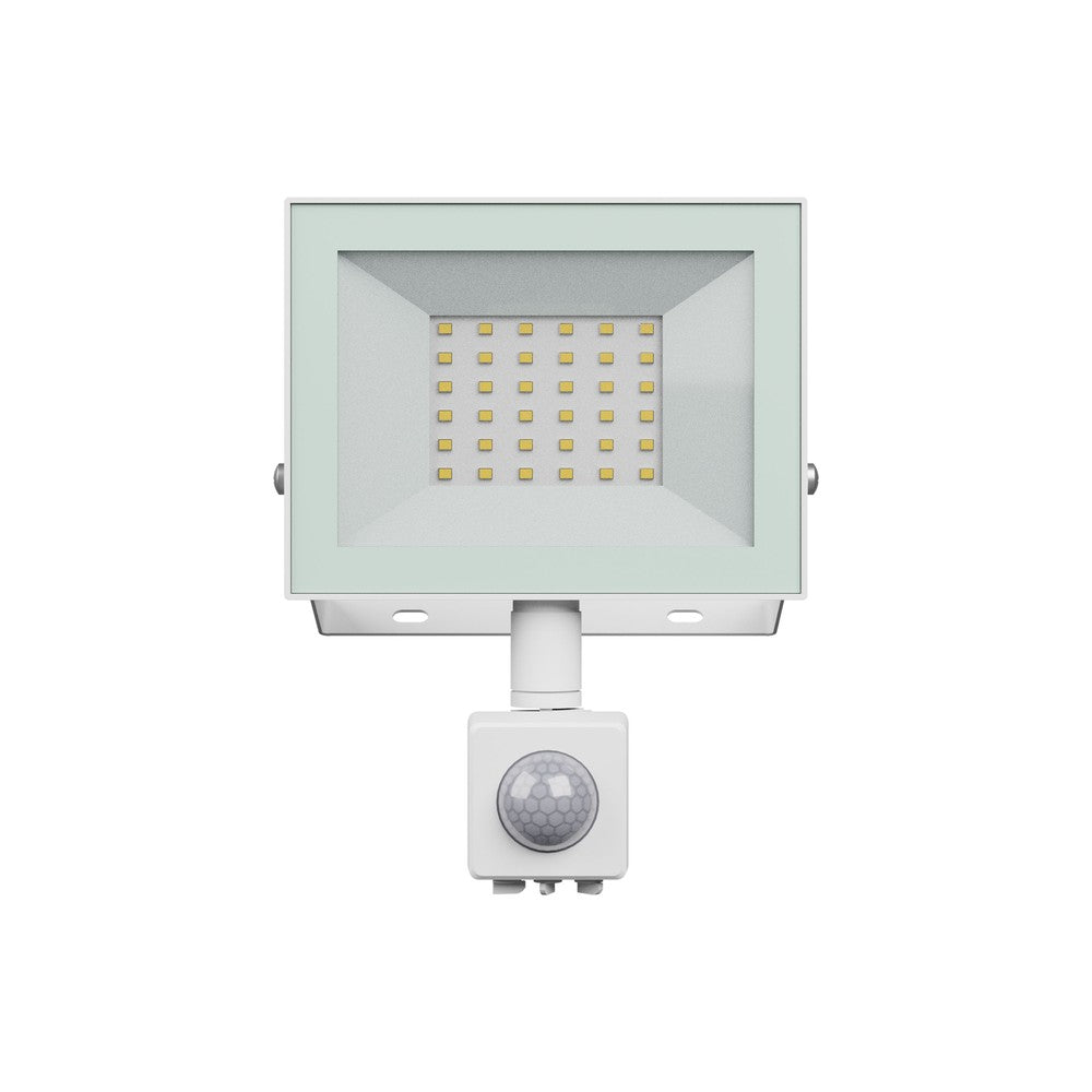 Projektør med PIR sensor - Noctis Lux 4, 30W, kold hvid, IP44, 230V, 2500lm, RA70, hvid, 141x185x53mm