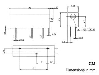 Multiturn trimmepotmeter - 100kOhm, 19mm, 750mW, ±10%