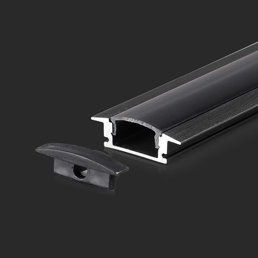 Monteringssæt til LED-stribe med diffuser i sort - 2000x24,7x7mm