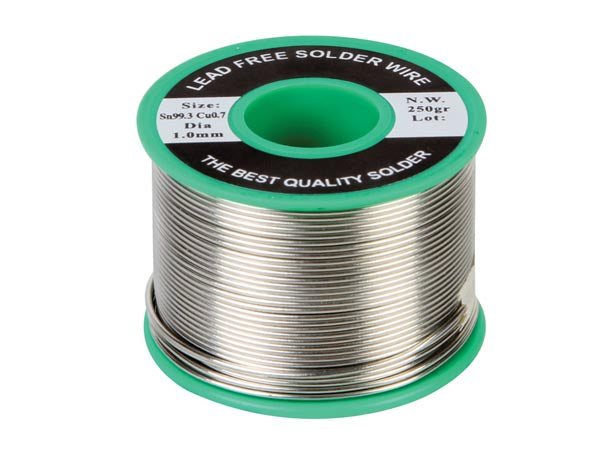 Blyfri loddetin - 99,3% Sn - 0,7% Cu, Ø1mm (250g)