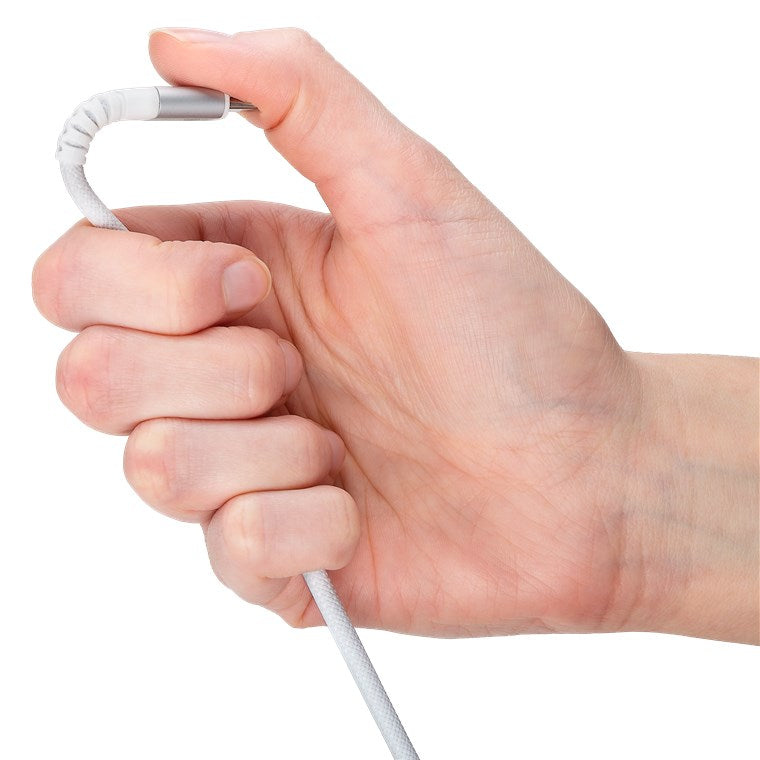 USB-C til USB-C Supersoft PD Tekstilkabel, 3A, Hvid (0,5m)