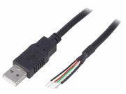 USB 2.0 kabel - A han til løs ende, Sort (0,5m)