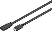 USB 3.1 forlængerkabel - USB-C han til USB-C hun, Sort (1m)