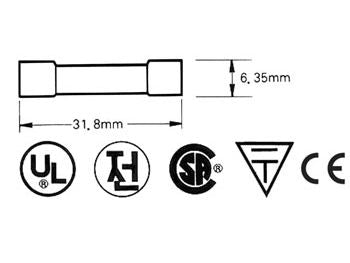Sikring - Ø6,3x32mm, 800mA (0,8A) Træg, 250V
