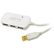 USB 2.0 Repeaterkabel m. 4-port HUB - Hvid (12m)