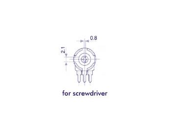 Lodret trimmepotmeter - 100kOhm, lille 10mm, skruetrækker