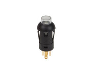 Rund mini trykkontakt - 1P OFF-(ON) Grøn LED (Ø7,8mm)