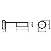 Stålbolt M20 x 200 mm, A4, DIN 931, 6-kant
