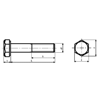 Stålbolt M20 x 200 mm, A4, DIN 931, 6-kant